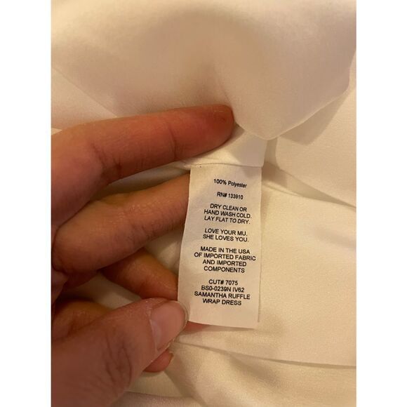 Show Me Your Mumu Samantha Ruffle Wrap Dress in ivory luxe satin Size M - Picture 9 of 10